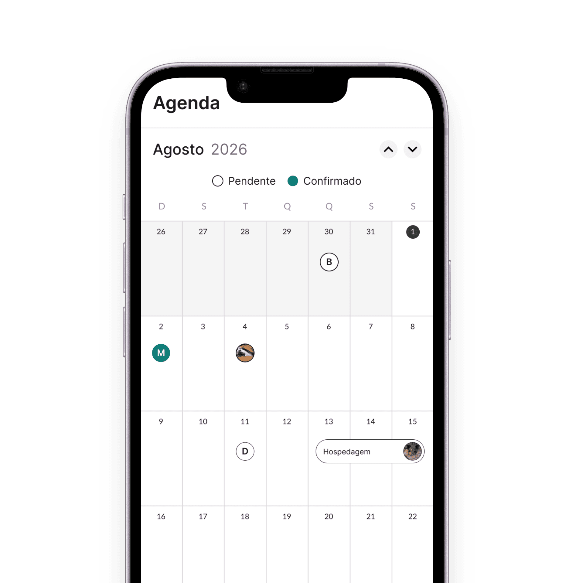 Agenda no aplicativo